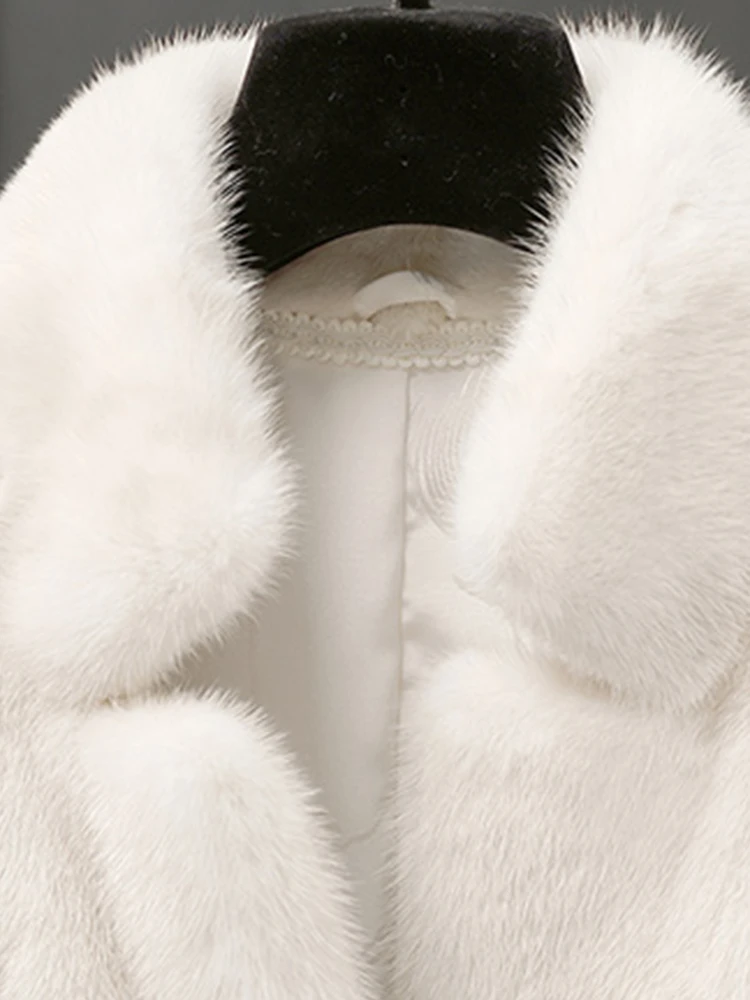 Lautaro Autumn Winter Luxury Elegant White Thick Warm Soft Faux Mink Fur Coat Women Long Sleeve High Quality Fluffy Jacket 2024