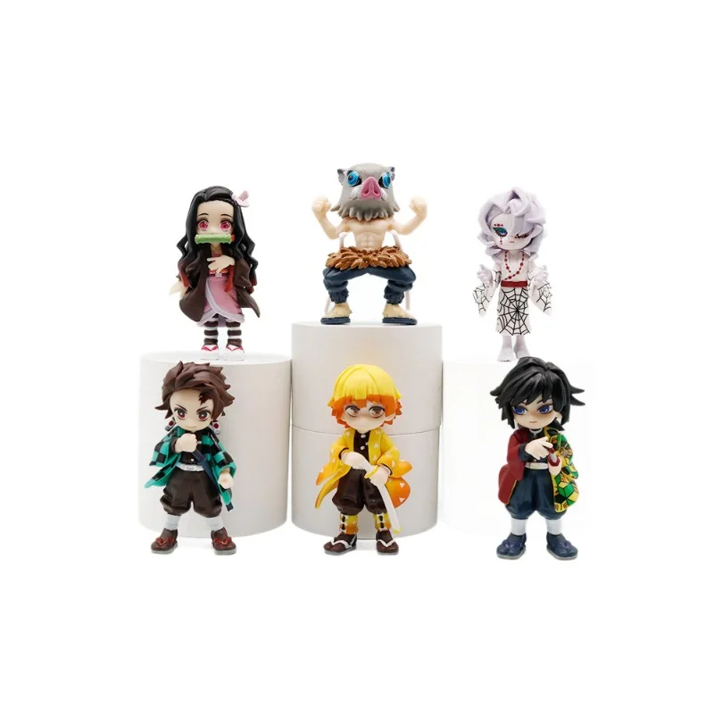 released Demon Slayer: Kimetsu no Yaiba Tanjiro, Nezuko, Zenitsu, and Inosuke Collectible Blind Box Figurines for Desk Display