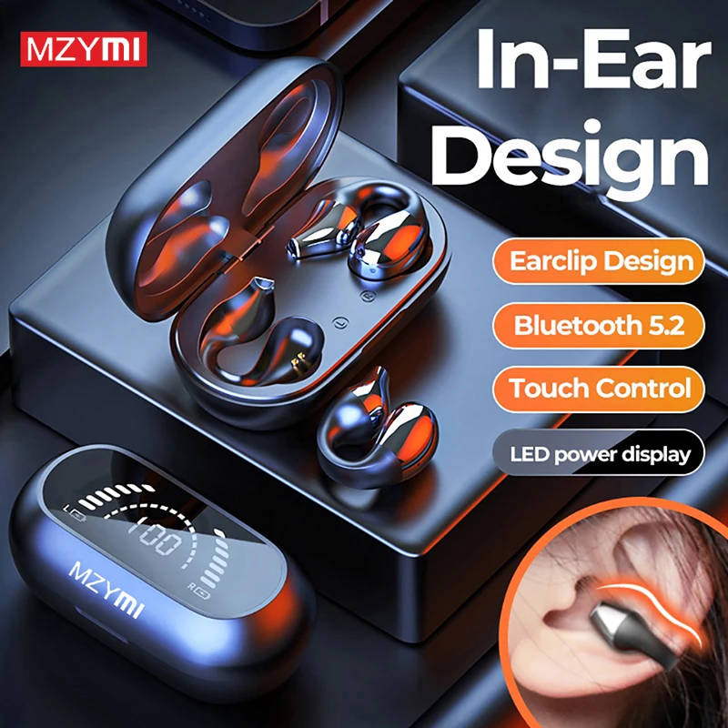 

MZYMI Wireless Earphones Earclip S03 Bluetooth Headphones Earring Sports Waterproof Stereo Earbuds Headset With Mic