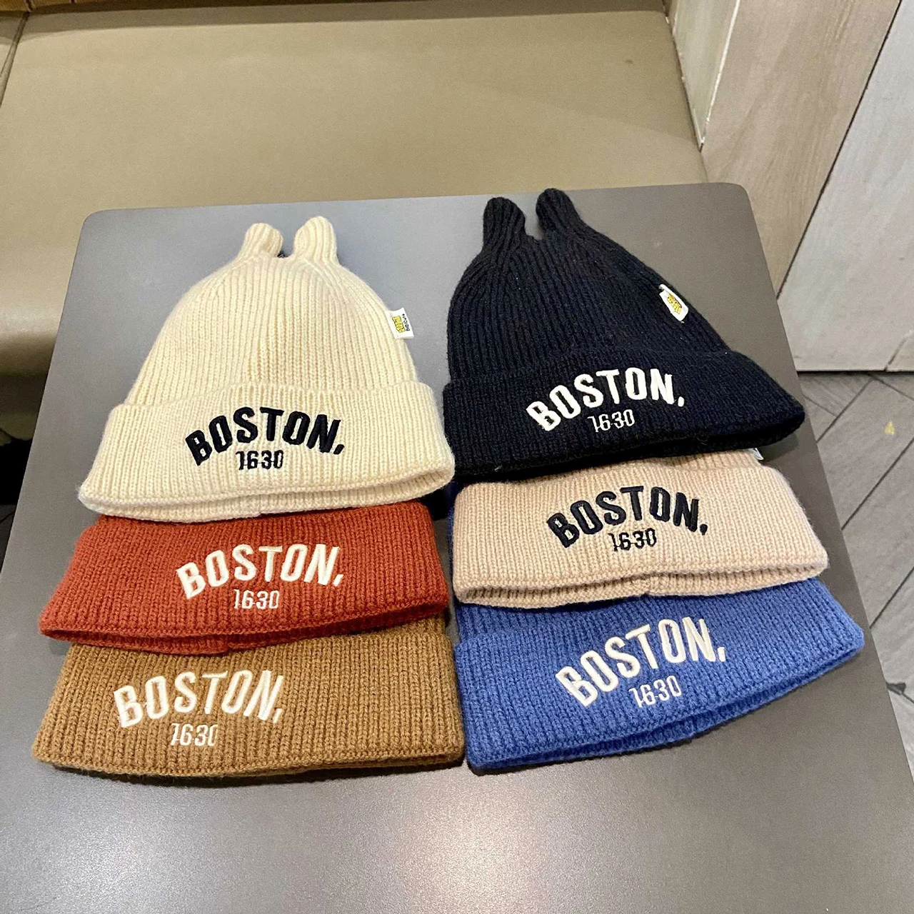 Czapka dziecięca z haftowanym napisem, dziergana, zabawna czapka typu beanie dla dzieci w wieku 1-4 lat, chłopięca i dziewczęca, jednolita, wełniana, szydełkowa czapka, czapka typu pullover dla niemowląt.