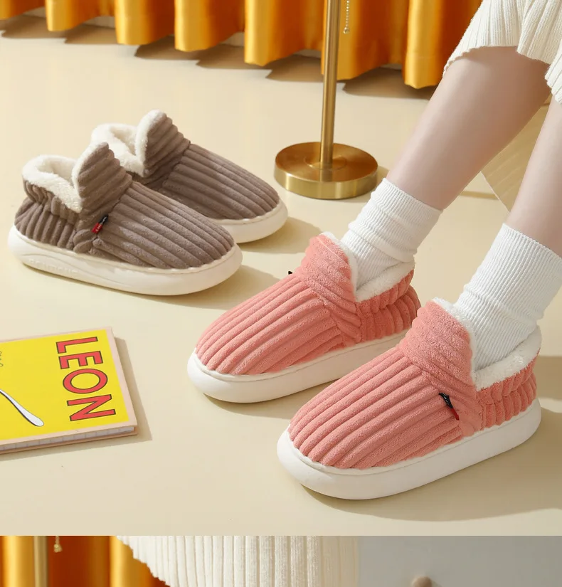 2026 Winter Damen Hausschuhe Kurze Plüsch Herren Baumwollstiefel Flauschige Indoor-Hausschuhe Herren Lässige Weiche Pelz-Hausschuhe Herrenschuhe – Detail 4