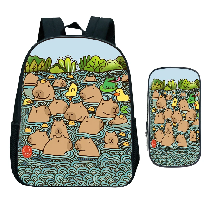 

Capybara Backpack My Spirit Animal 2pcs Set Kids Fashion Rucksack Children Preschool Satchel Bag Knapsack Birthday Gift