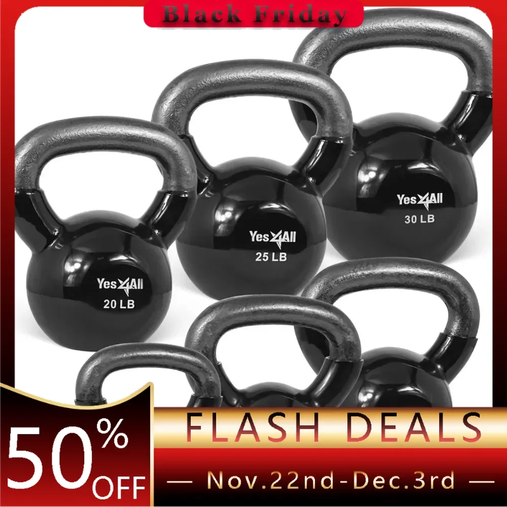 Kettlebell Set Vinyl Coated Weights Combo for Full Body Workout Equipment Push up,Grip Strength Training,Dumbbell Weights