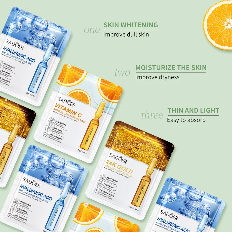 10/20/30pcs 24K Gold Vitamin C Hyaluronic Acid Face Mask Facial Moisturizing Firming Hydrating Facial Masks Skin Care Products image 2