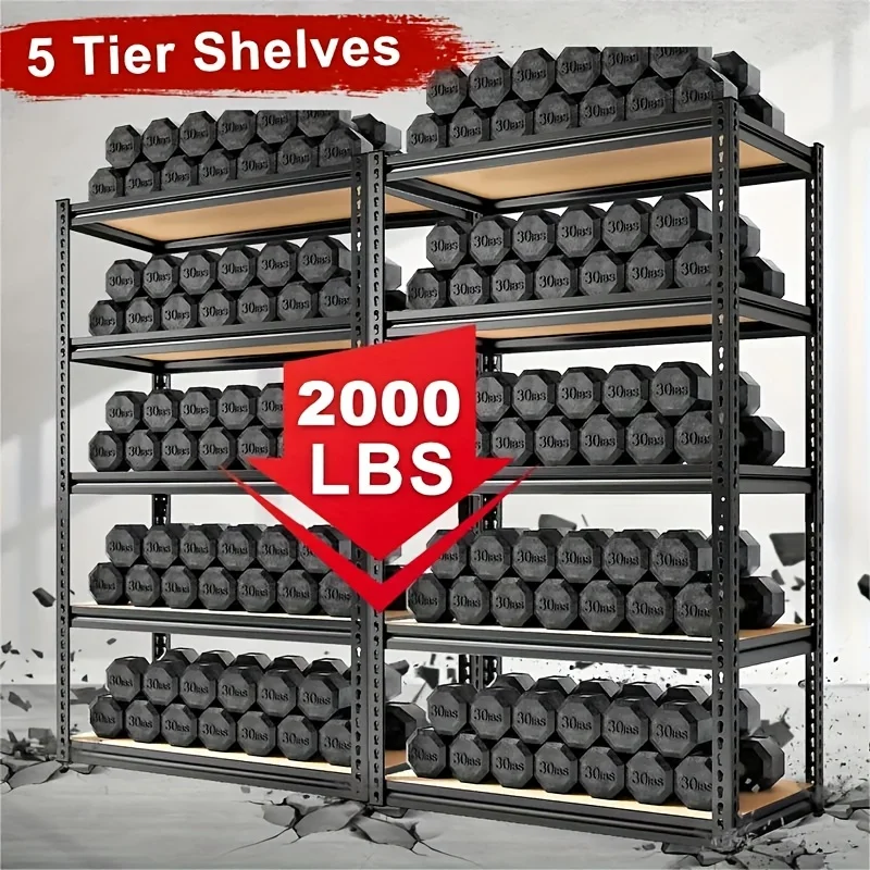 

2000LBS Capacity 5 Tier 72''H/60"H Storage Shelves, 72" H X 36" W X 16" D/60" H X 28" W X 12" D Adjustable Metal Shelving Unit