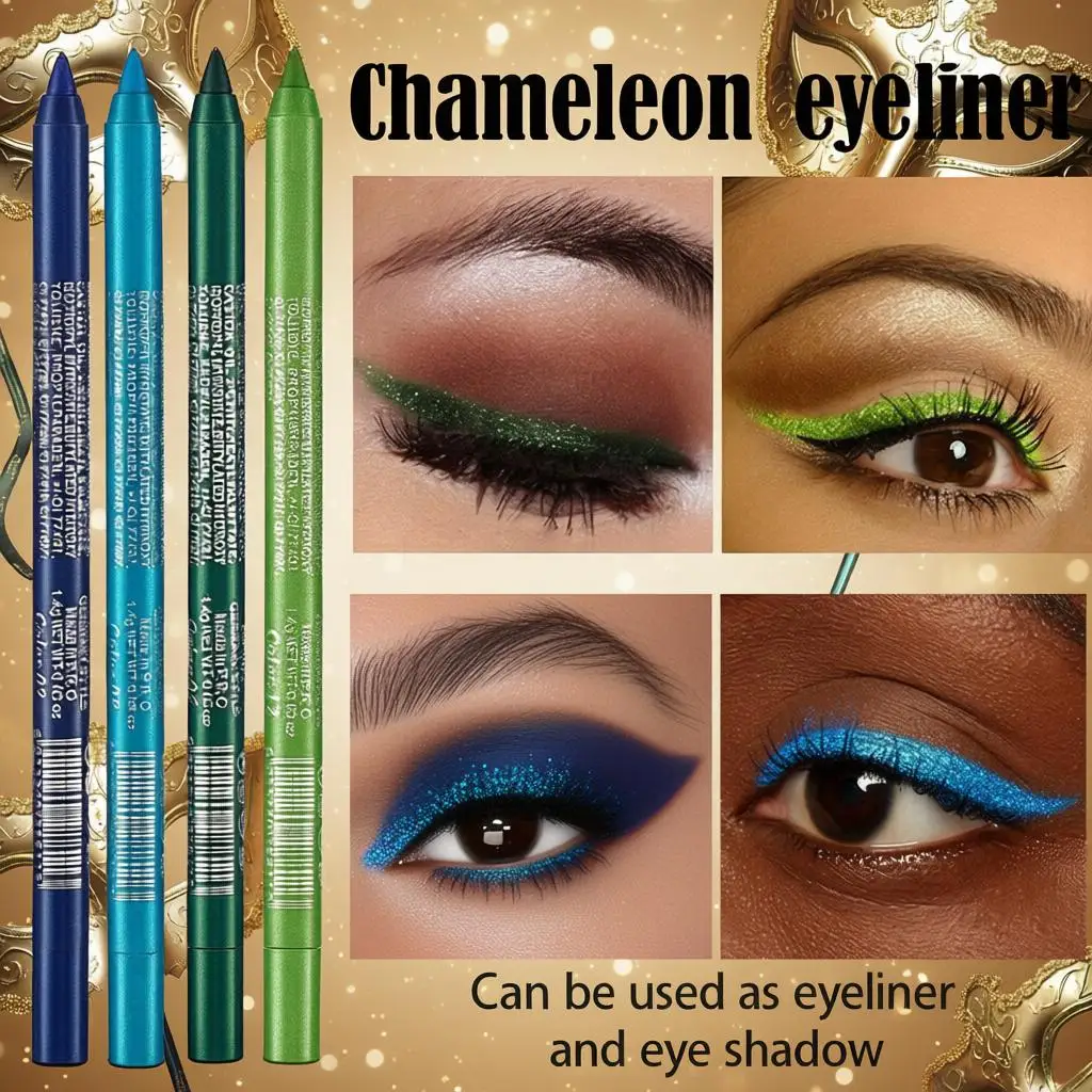 

Гелевая подводка-карандаш для глаз «Хамелеон» с блестками, перламутровым эффектом, зеленым и золотым оттенками, для макияжа глаз в стиле «лежащий шелкопряд»