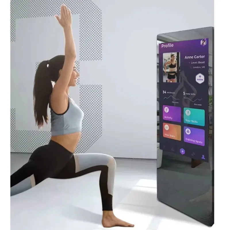 32 43 Inch Smart Fitness Mirror Virtual Fitting Mirror Interactive Touch Screen Magic Mirror For Exercise Workout/Sport/Gym/Yoga