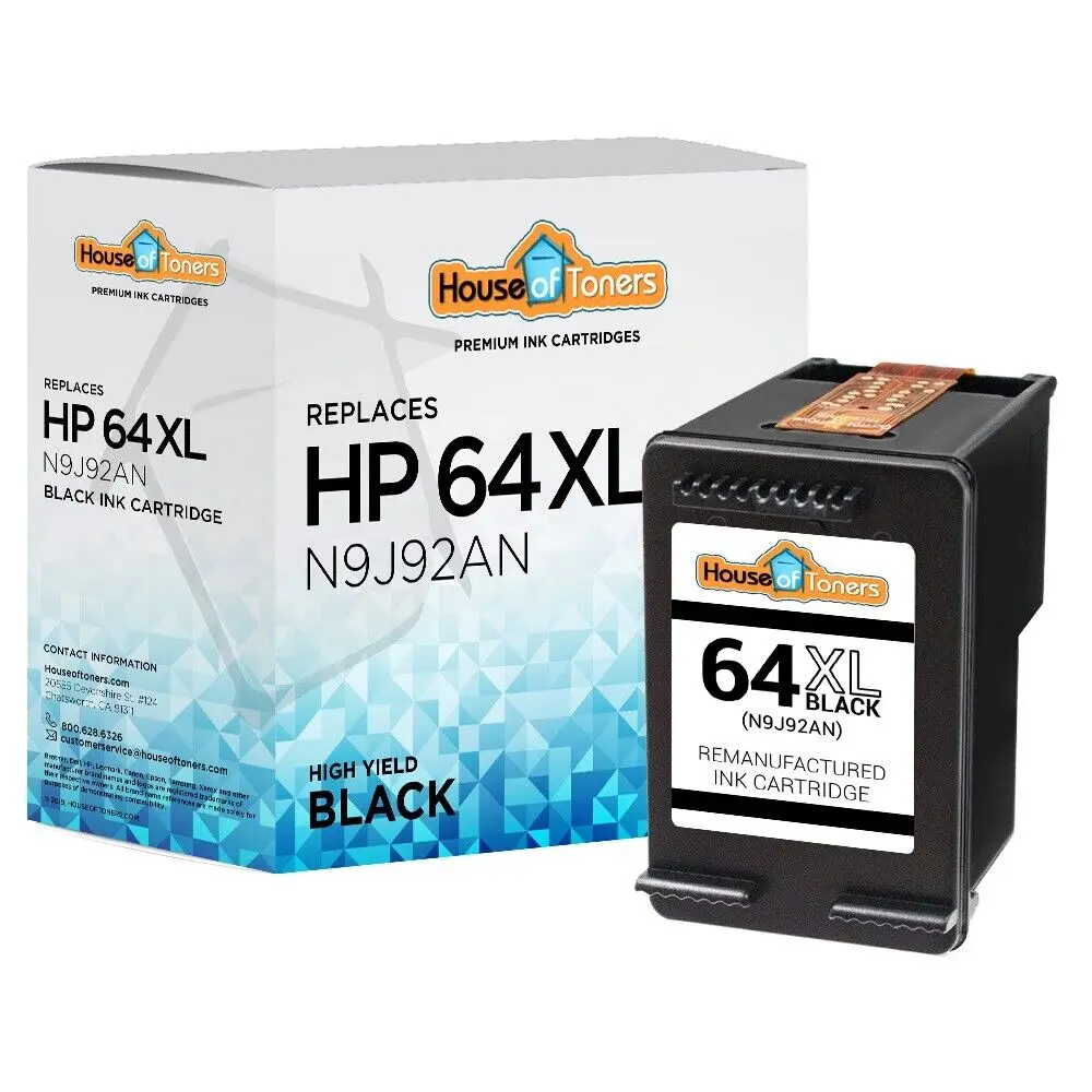 Hp 64xl preto remanufaturado para envy 6200 7100 7800 series