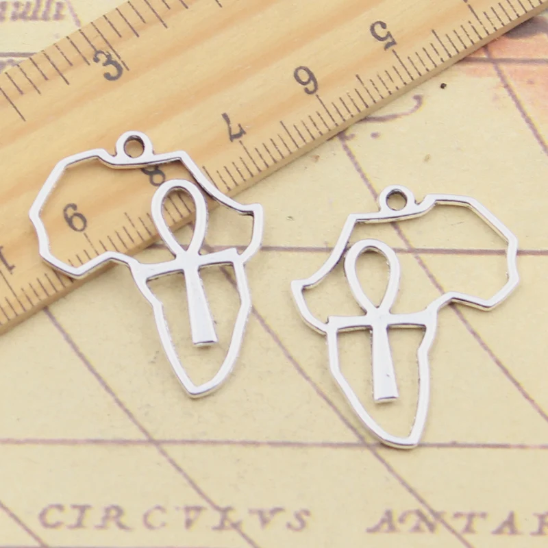 30Pcs Charms Africa Map Anka Cross Egyptian Ankh Life Symbol 30X25Mm Tibetan Silver Color Jewelry Antique Diy Handmade Pendants