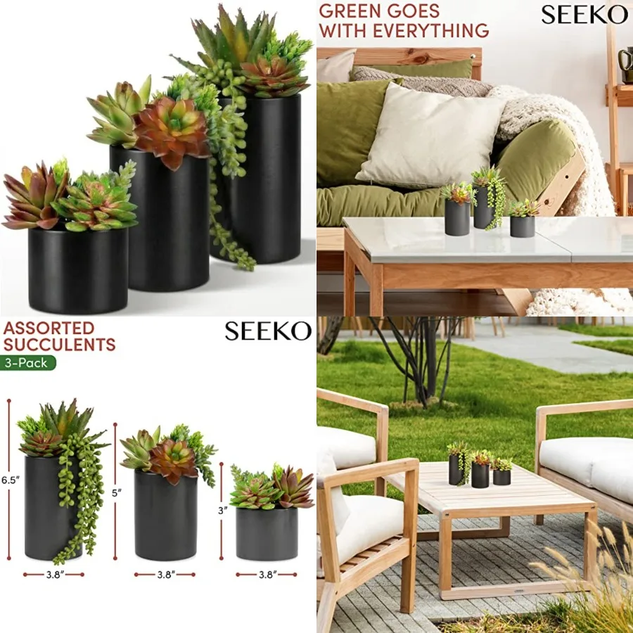 

Fake Succulents Plants Artificial in Premium Ceramic Pots Realistic Faux Succulents for Bathroom, Home Office Decor
