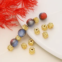 20/50Pcs 14K/18K Gold Color Plated Brass Square Shape Flower Spacer Beads for DIY Bracelet Necklace Jewelry Making Accessories