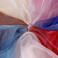 100*140cm Glitter Organza Fabric Tulle Fashion Fluorescent Organza Fabrics Shiny Stage Wedding Decor Handmade DIY Materials