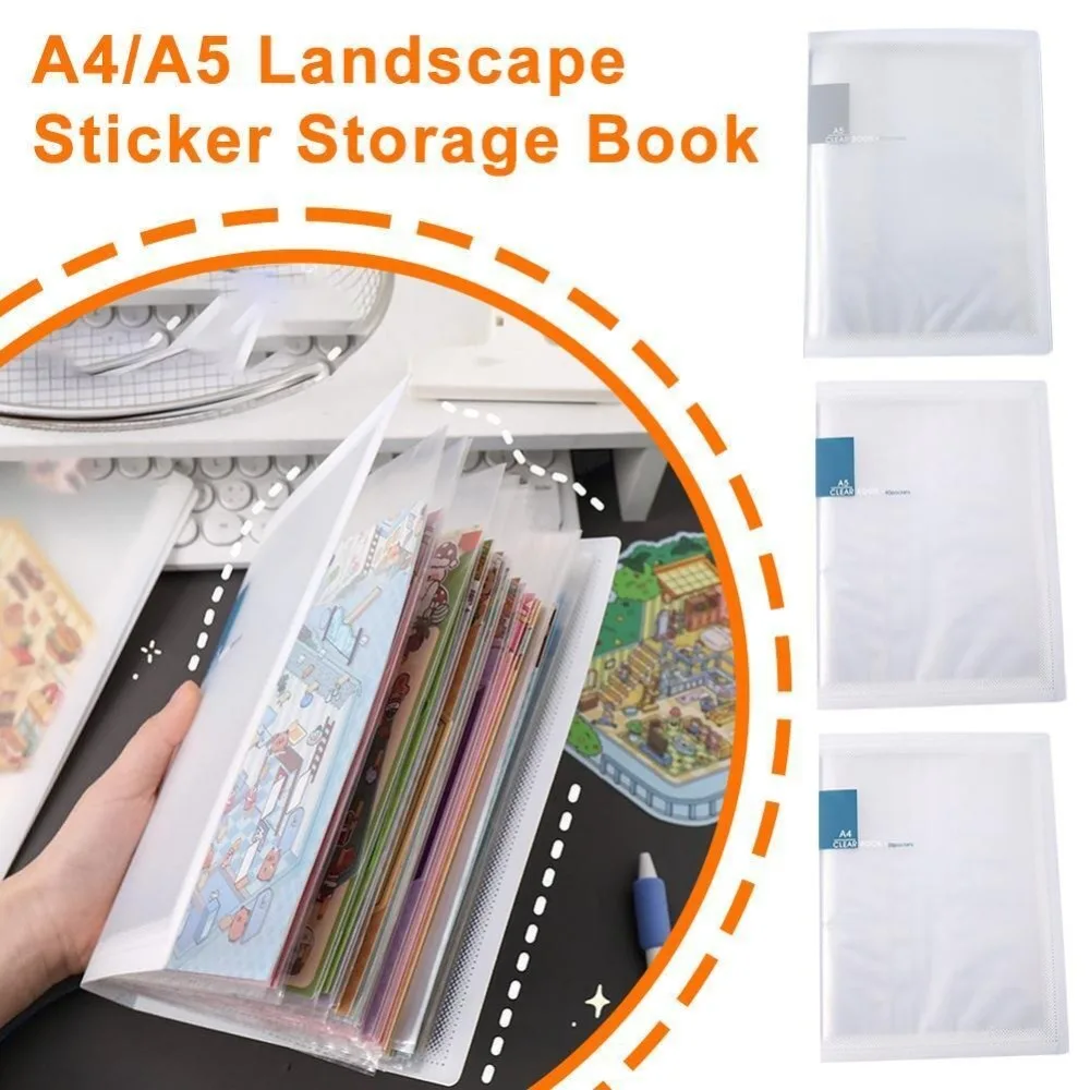 

20/40 Pages Landscape Sticker Storage Book Transparent Large Capacity NoteBook Student Photo Cards Holder