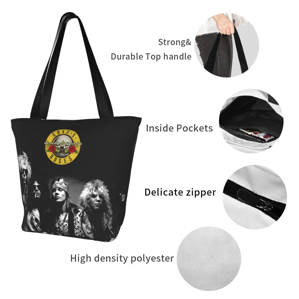 Guns N Roses Tote Bag Merch Stylish For Women Top Handle Bag