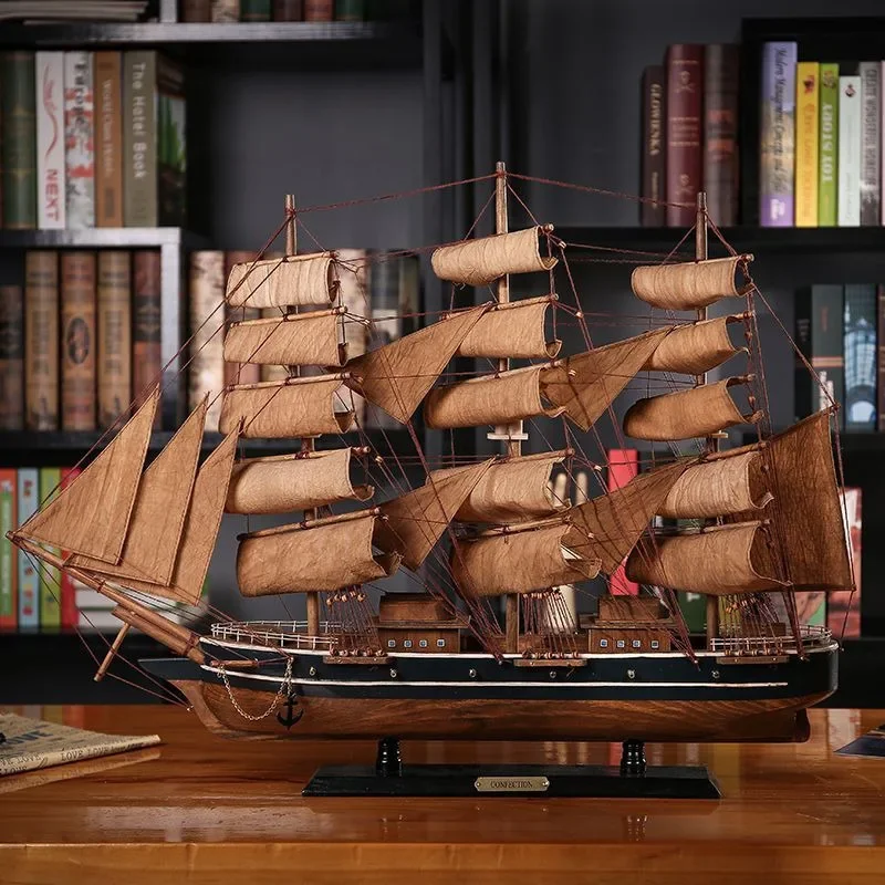 Imagen 4: Adornos de velero de vela lisos de madera maciza, escritorio elegante, regalo de apertura de oficina de líder Boss