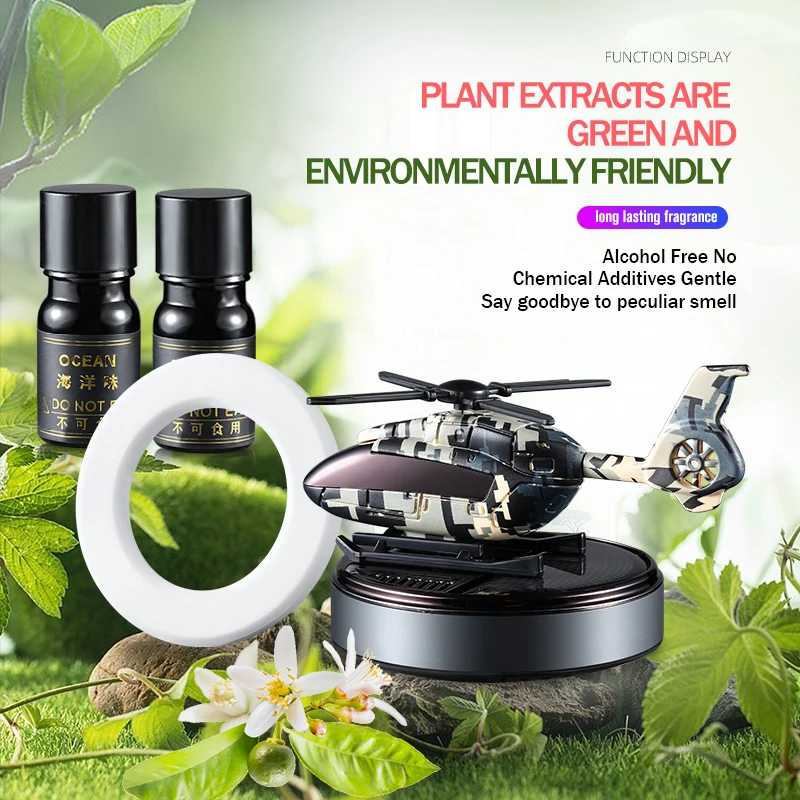 Car Solar Powered Rotation Helicopter Airplane Air Freshener Solar Helicopter Interior Perfume Trim Diffuser Rotary Aromatherapy image 5