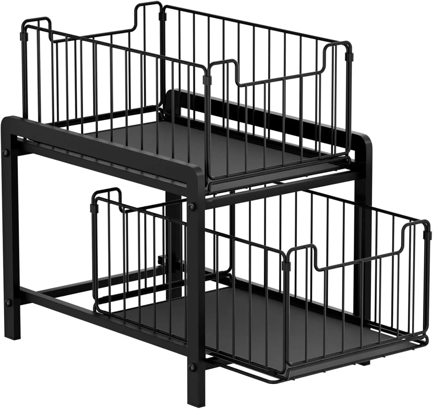 

2-Tier Under-Sink Organizer with Sliding Drawer - Black