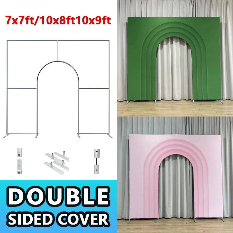 

Aluminium Birthday Party Backdrop Decoration Welcome Arch Stand Double Sided Print Suitable for Wedding Baby Shower 7x7ft 10x9ft