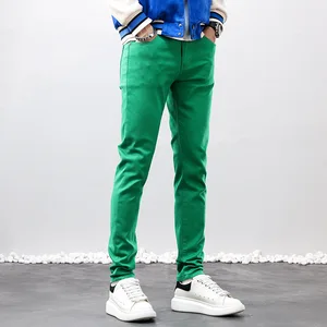 Denim jeans işlemeli erkek modası, streetwear slim fit, pembe, yeşil, elastik, pantolon, punk rock, hip-hop, moda skinny jeans yeşil erkeklerin en büyük satışlarından 12'si - №9