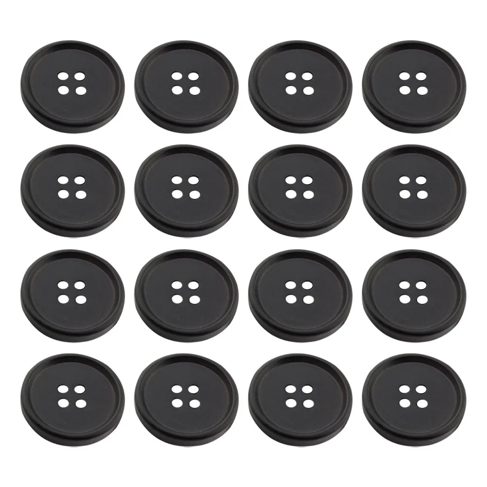 

100Pcs Black Round Resin Buttons Four Hole Classic Design DIY Sewing Needlework Costume Tool Scrap Booking Accessories 15mm