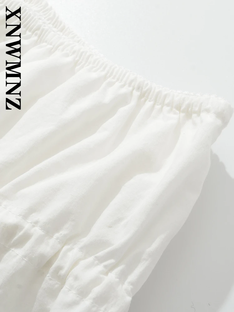 XNWMNZ 2025 Summer New Product Woman Party Sexy High Waist Chic Women Clothing White Bottoms Casual Bodycon Tie mini Skirt Pants