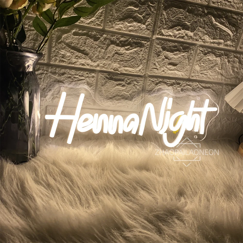 Henna Night Neon Led ป้ายแขวนผนัง Home Room Decor ความงามบาร์ตกแต่งคอนเสิร์ต Prom Night Pub LED นีออนไฟ USB ป้าย