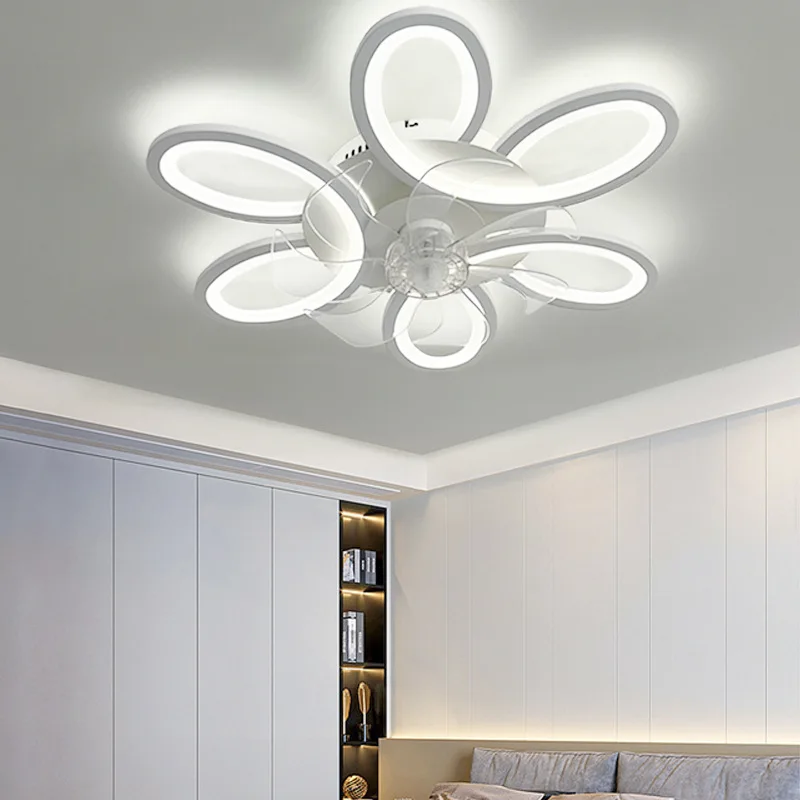 2024 Nordic New Bedroom Light Creative Home Modern Restaurant Bedroom 85V-265V Ceiling Fan Light WIth APP Remote Control