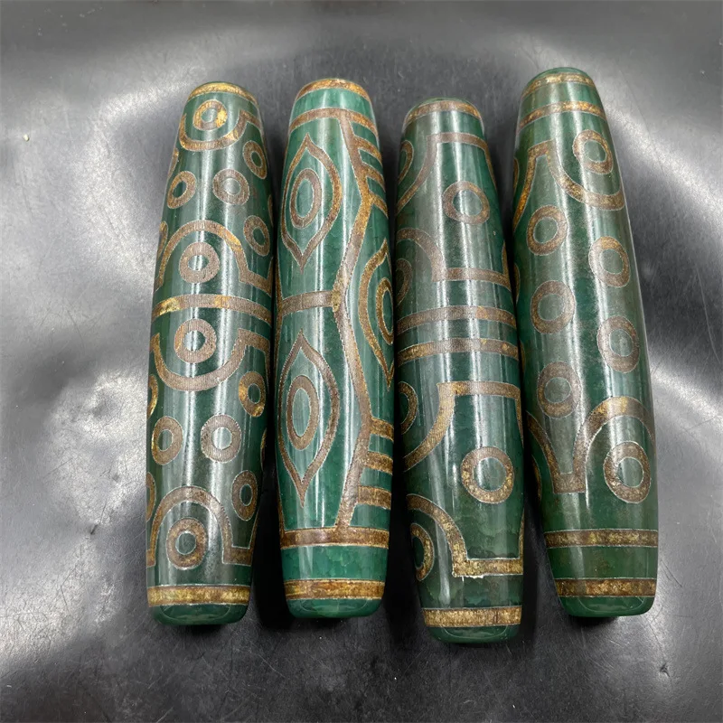 10Cm Green Dzi , 58- Old Agate Tube , 21- And 6-Hole Beads