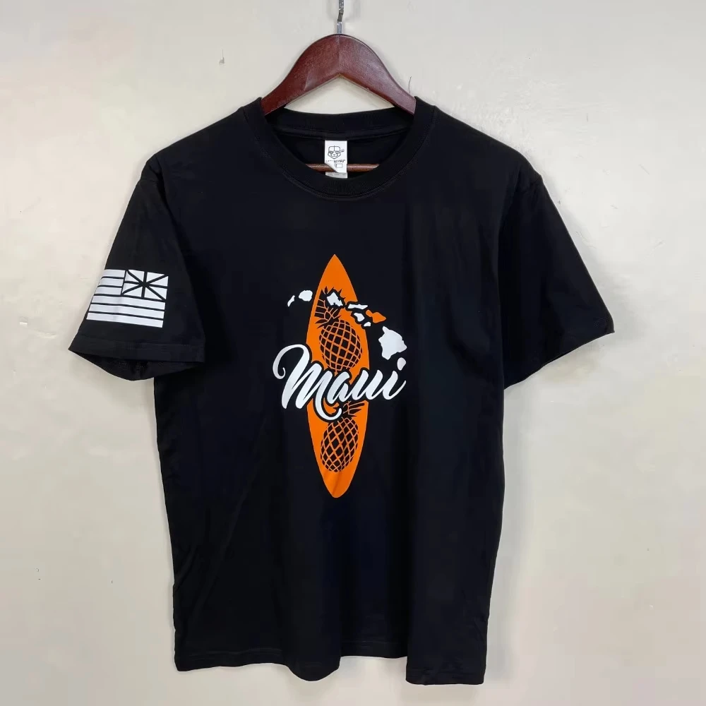 2026 Summer Vintage Oversized Graphic T‑Shirt For Adults Kids Hawaii Island Surf Pineapple Art Loose Short Sleeve Street Tee