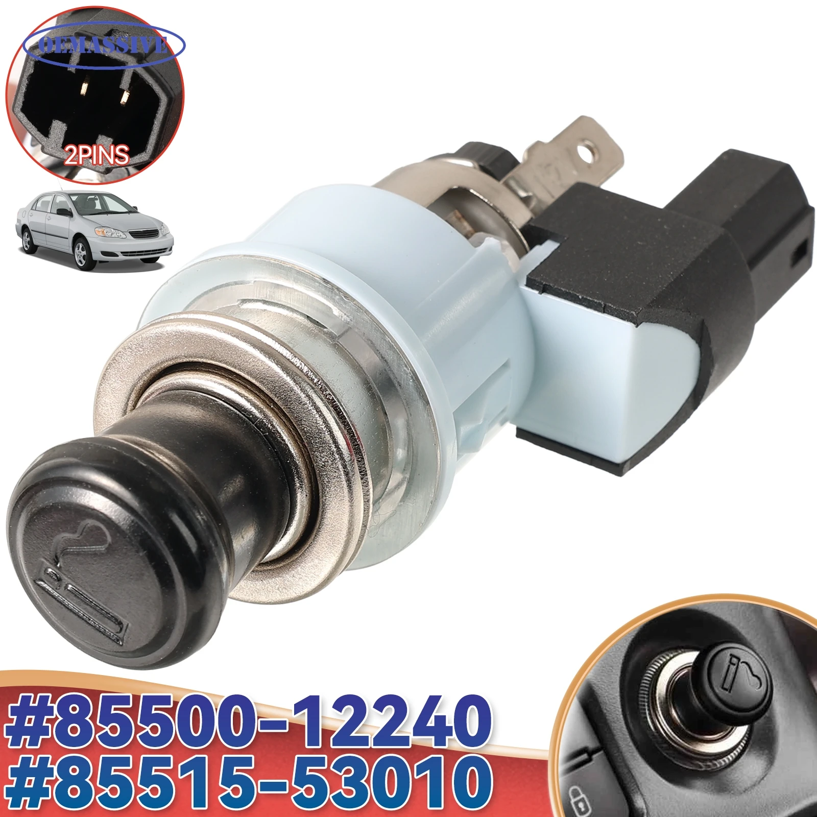 

Разъем прикуривателя 2-контактный, прямая установка, для Toyota 4Runner RAV4 Highlander, OEM 85500-12240, сменный блок питания