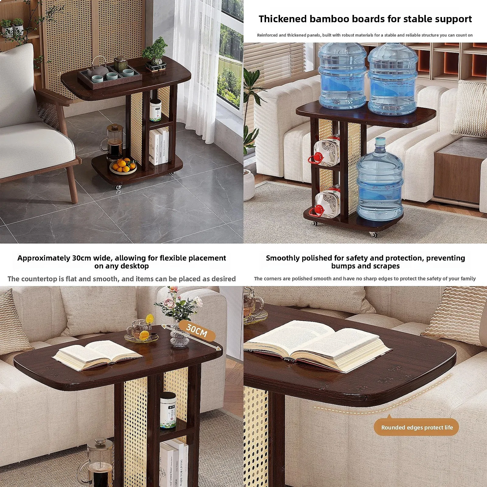 Movable Coffee Table with Wheels Small Apartment Living Room Small Table Sofa Side Light Luxury High Sense Center Table