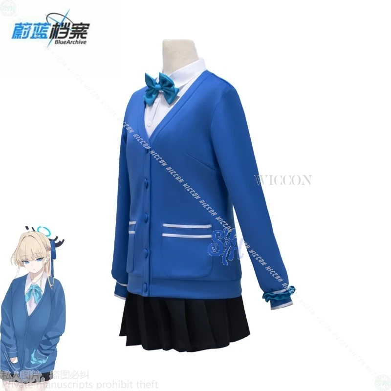 Anime Game Blue Archive Asuma Toki Cosplay JK Kawaii Jirai Kei Long-Sleeve Dark Blue Knitted Sweater Dress for Girls Lolita Hall