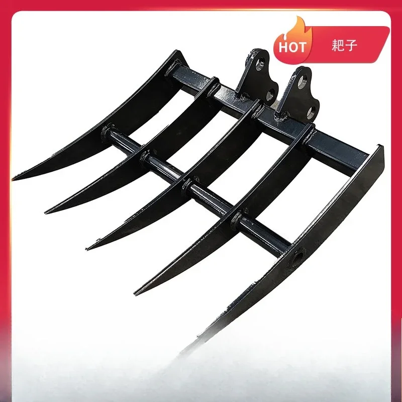 Hedge Digger, Excavator Rake Fork, Small Hook Road Cornerstone Hydraulic Clamp