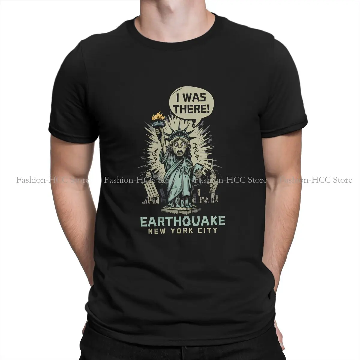 I Survived The NYC Earthquake Polyester TShirts Cool Print Men's T Shirt Hipster Tops