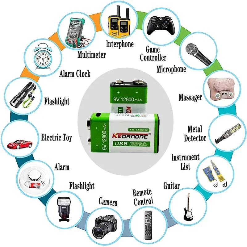 2024 9 v12800mah batteria ricaricabile agli ioni di litio batteria Micro USB 6 f22 batteria per multimetro microfono giocattolo telecomando uso KTV