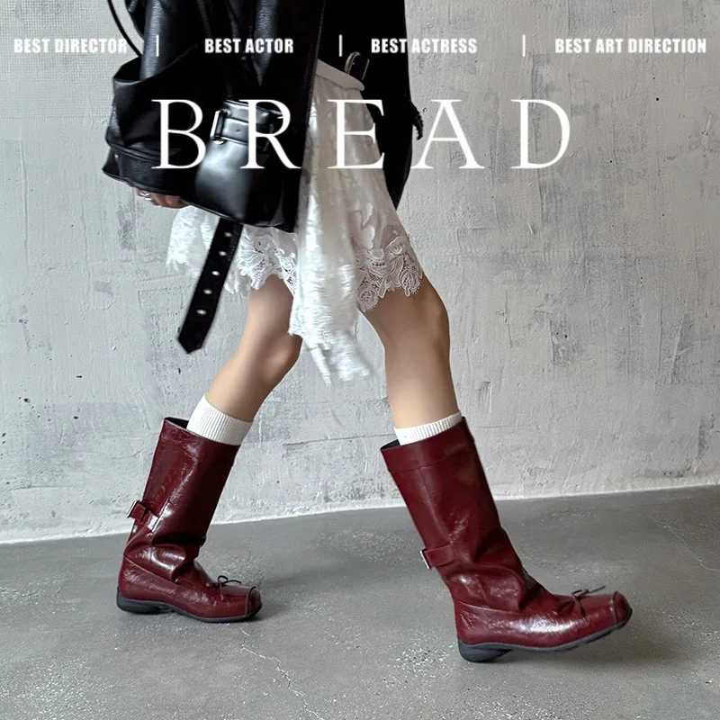 

2025 новый дизайн, женские сапоги Мэри Джейн с большим круглым носком, нишевые европейские модные свободные длинные сапоги, модные женские сапоги