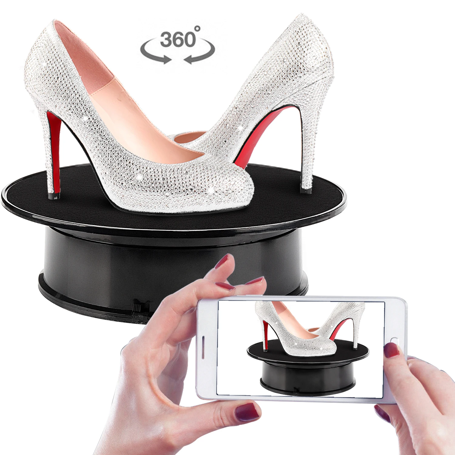 20CM Velvet Top Electric Motorized Rotary Rotating Display Turntable for Jewelry Phone display stand