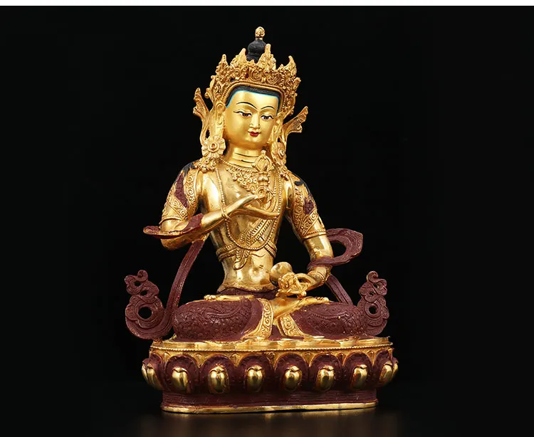 33CM Large -HOME efficacious Talisman Buddhism India Nepal handmade Gilding Gold-plated Vajrasattva Buddha statue