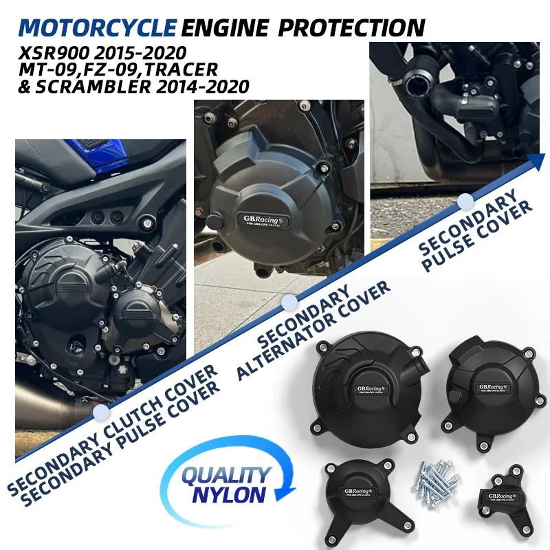 

Для YAMAHA MT-09/FZ-09, Tracer & Scrambler (2014-2020) | Комплект защиты двигателя GBRacing — крышки сцепления и импульсного насоса