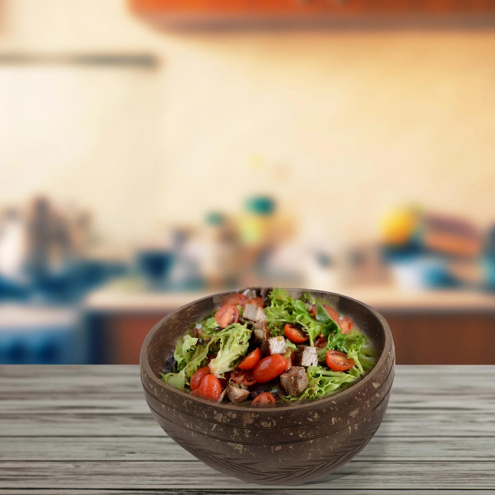 

1Pcs Coconut Shell Food Serving Bowl Kitchen Salad Fruit Rice Holder Beautiful Lightweight Tableware for Home Restaurant