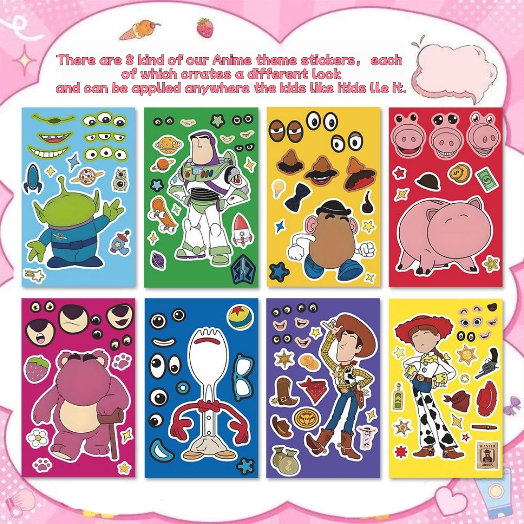 2026 SheetsToy Theme  Puzzle Stickers Game Make a Face Children DIY Assemble Jigsaw Kids Toys Decoration Theme Party Gift