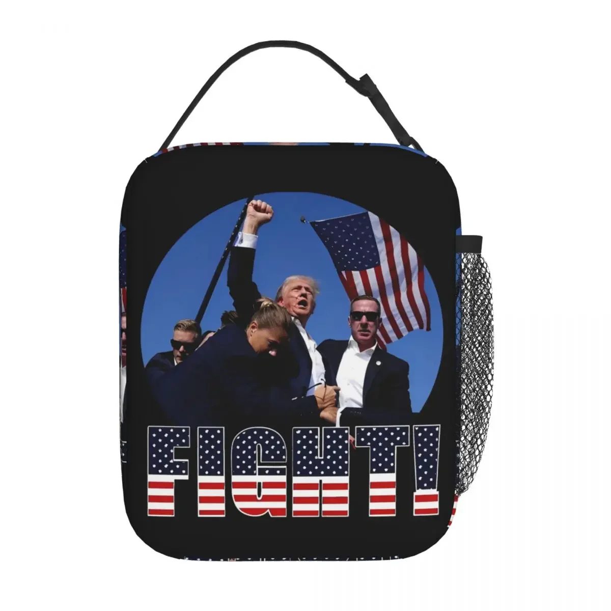 Trump For President Product Insulated Lunch Bag For School Shot Trump Fight Food Container Portable Thermal Cooler Lunch Boxes