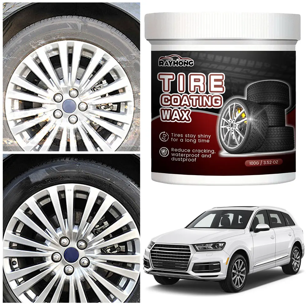 100g Auto Tire Cleaning Wax Rust Removal Car Detailing Rim Cleaner Brightening Renovate Tire Gloss Coating Auto Tire Maintenance