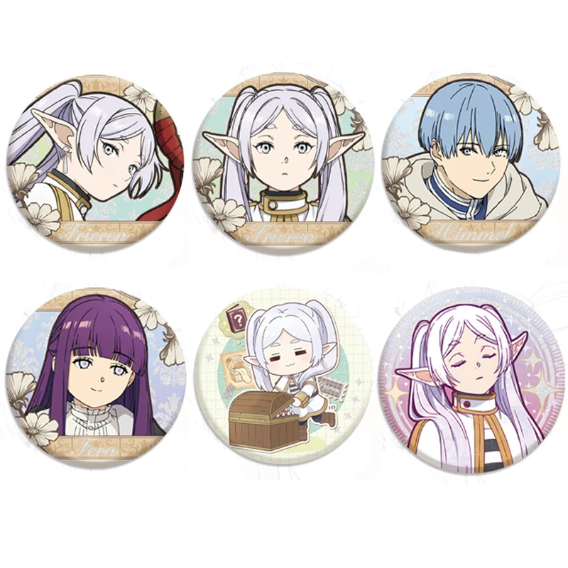 

Frieren: Beyond Journey's End Round Pins Anime Himmel Peripheral Badge Cartoon Brooch on Backpack Clothes Chest Ornament Jewelry