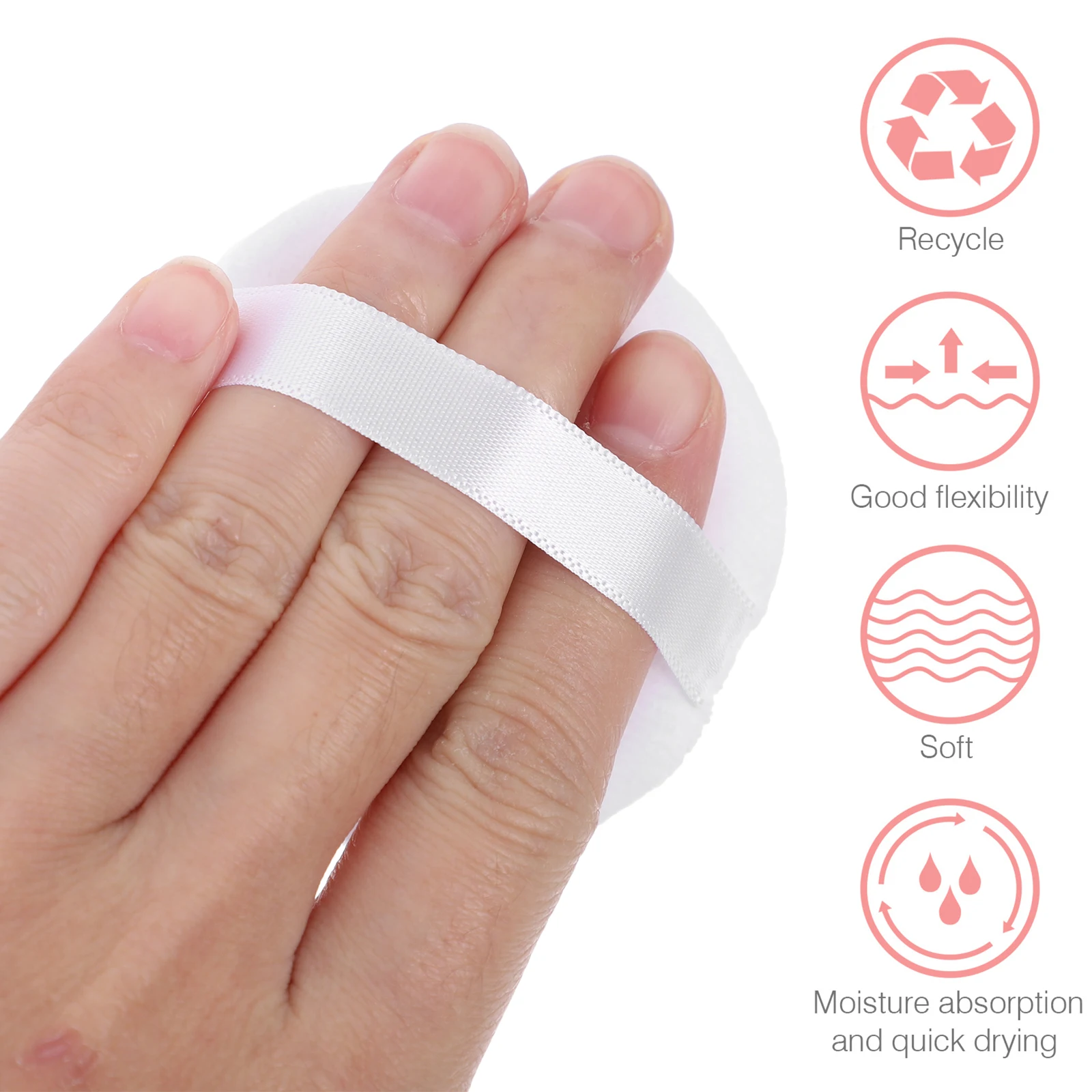 

20pcs Crystal Soft Powder Puff Flocked Puff Compact Powder Makeup Accessories White 60x12 Small Fluff Pad