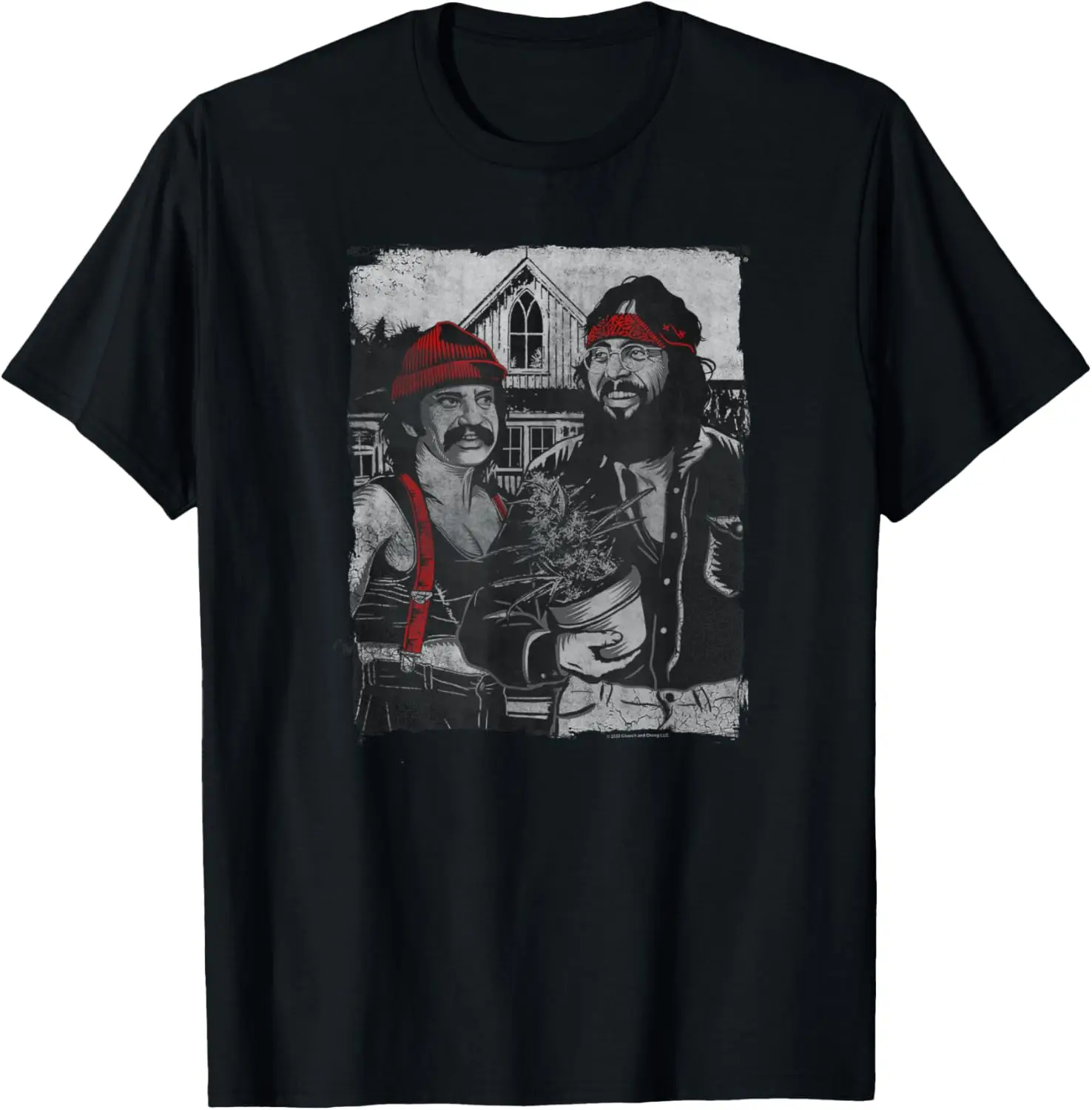 

Cheech & Chong Hanging Out With Potted Retro Poster T-Shirt