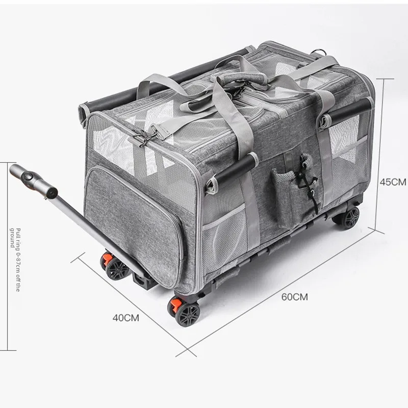 Wholesale Breathable Large Capacity Double-layered Space Rolling Portable Pet Carrier Bag Multi-Pet Travel Bag For Outings
