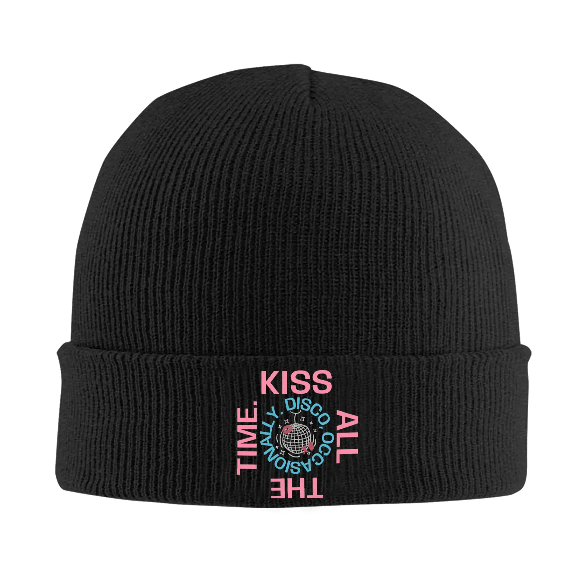 Kiss All The Time Disco Knitted Caps for Women Men Beanies Autumn Winter Hat Acrylic Muisc Warm Caps