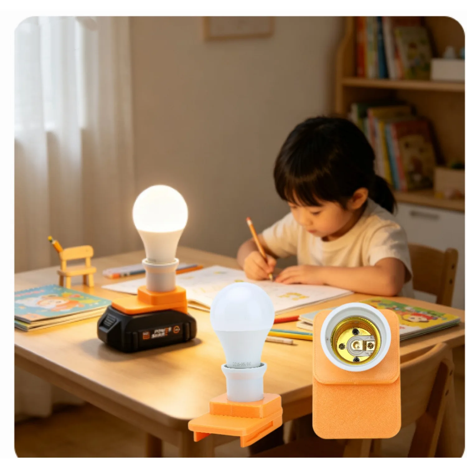 5W LED Work Light For WORX 20V Lithium Battery Cordless Lamp Daylight White Non-Dimmable LED E27 Bulbs Portable Lantern