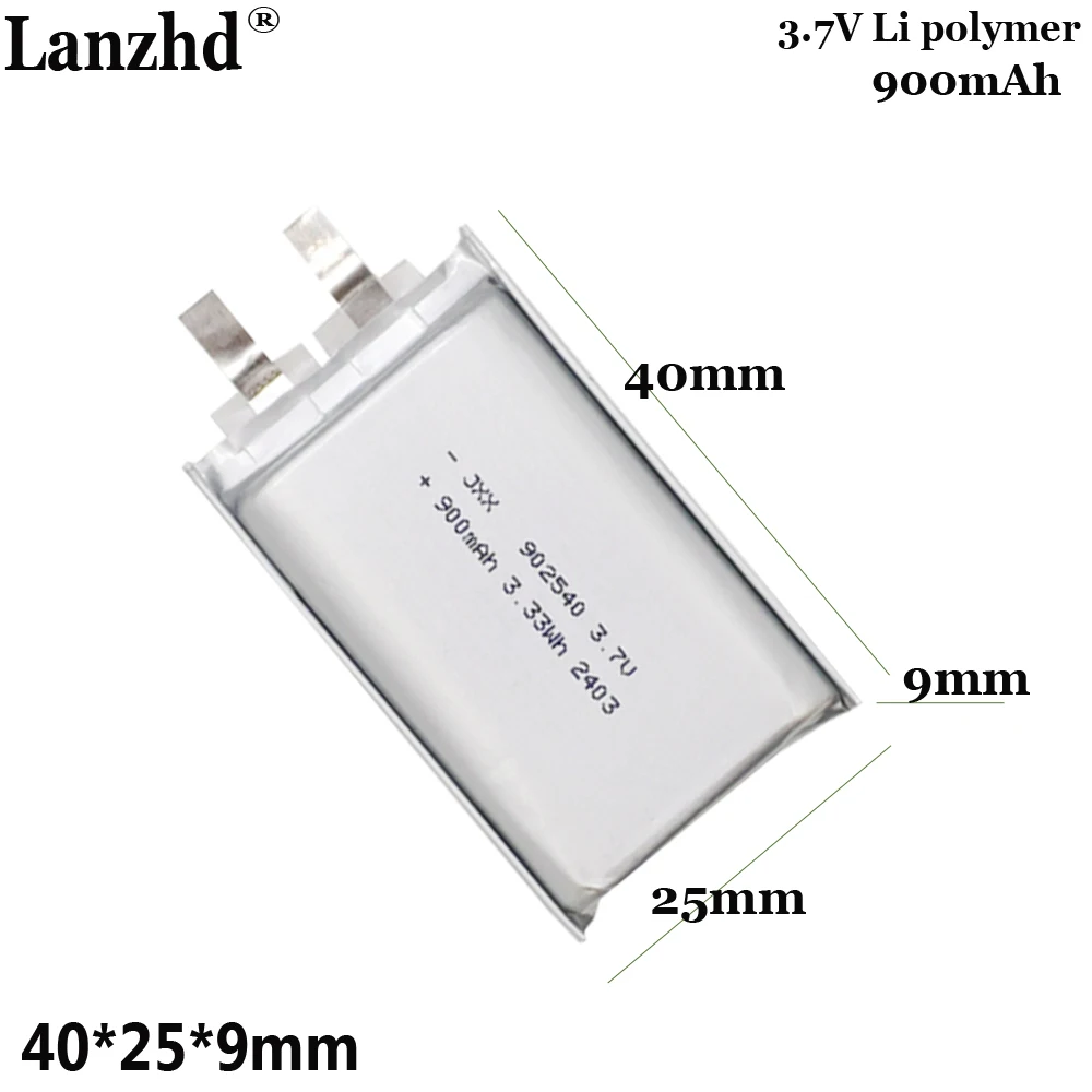 

3.7V li battery For beauty device battery small fan 3C digital battery POS card swiping machine battery 902540 900mAh